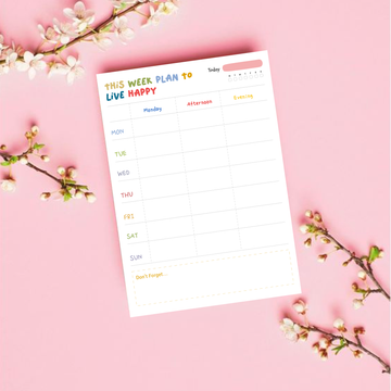Live Happy' Weekly Planner Notepad (Pack of 2)